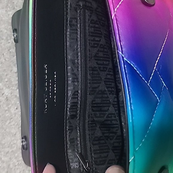 Kurt Geiger London Kensington Quilted Leather Shoulder Bag Clutch Rainbow Bag - Picture 13 of 16